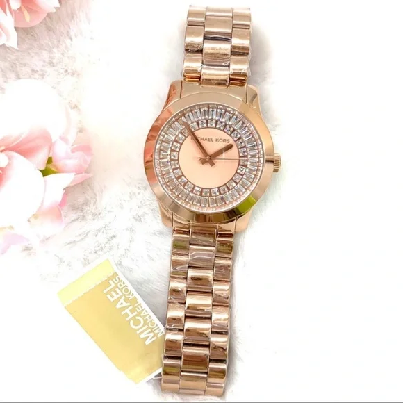 Michael Kors Women’s Runway Baguette Crystals Rose Gold Watch 40mm MK6533 - Picture 11 of 11